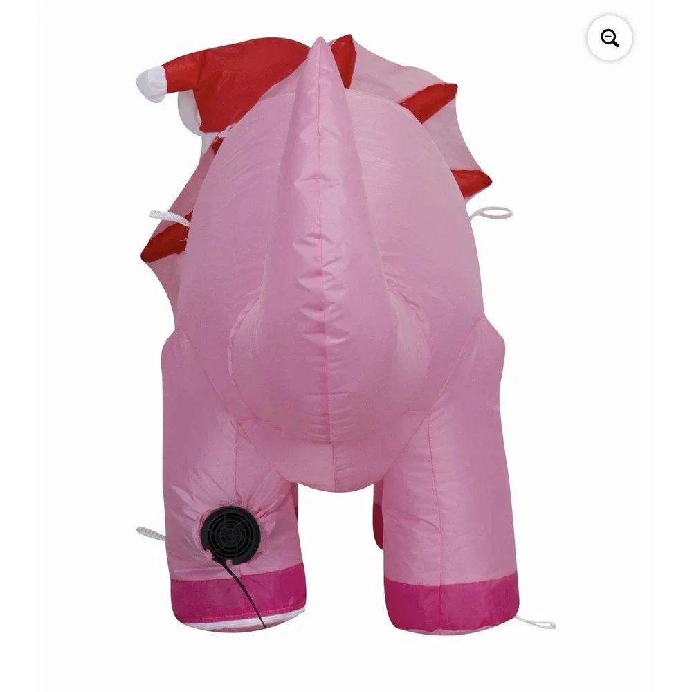 Holiday Time Inflatable LED Festive Pink Triceratops 42″ Yard Decor Airblown NIB